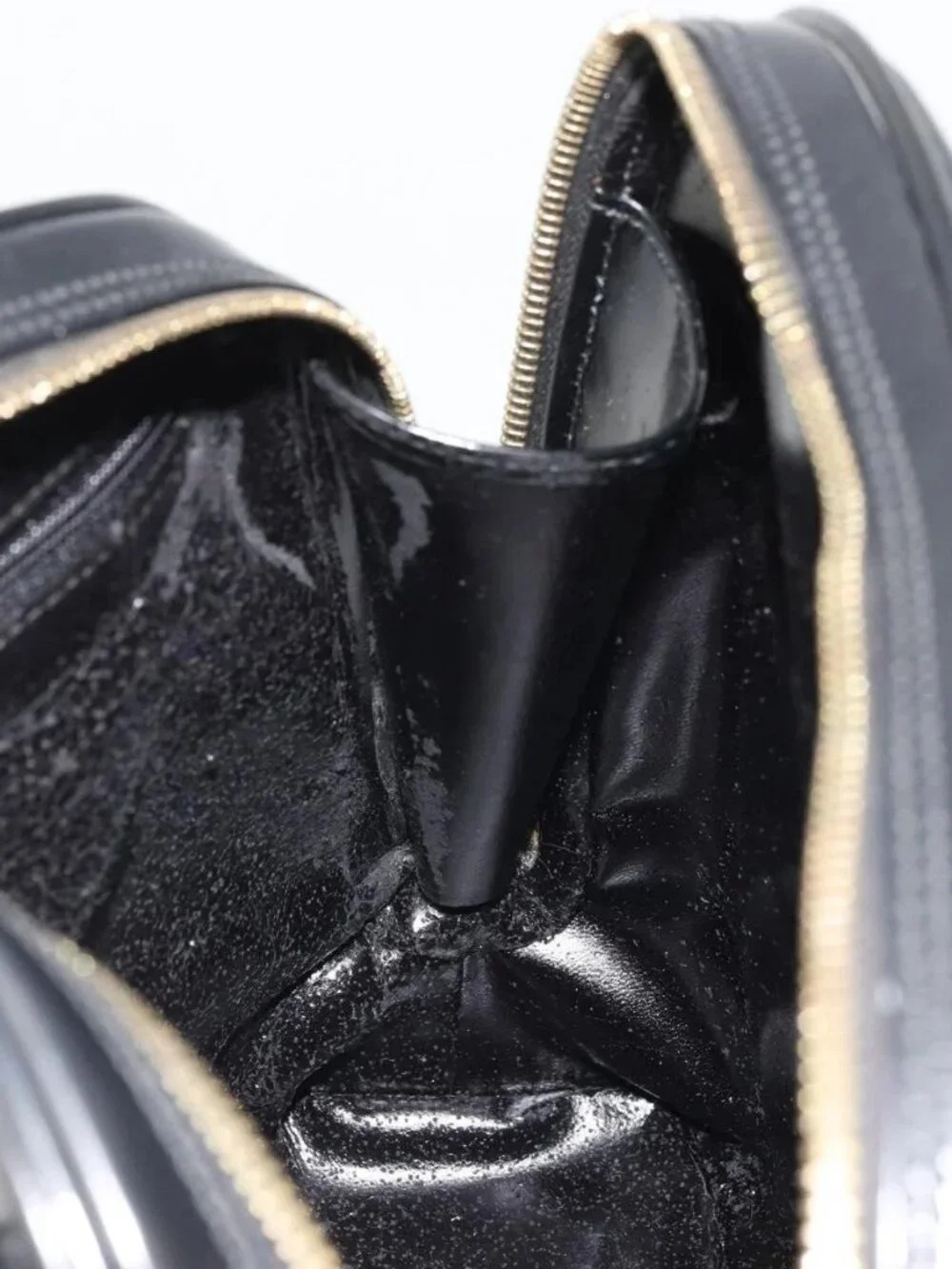 GUCCI Tote Bag Patent leather Black Gold Auth bs34437
